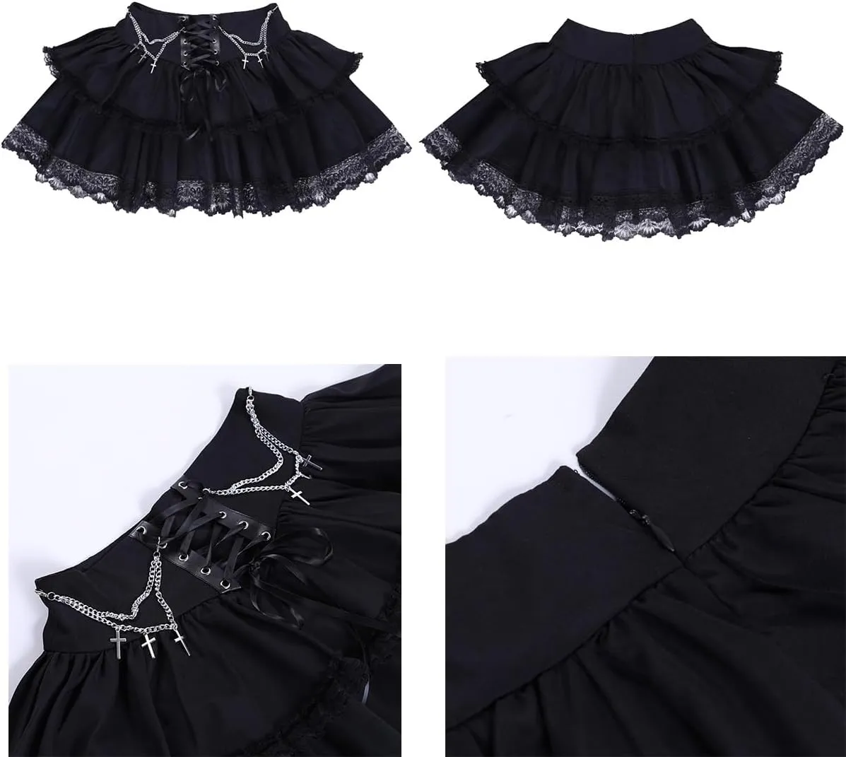 TSMNZMU Womens Gothic Mini Skirts High Waist Punk Grunge Pleated Skirts Harajuku Lolita Skirt Mall Goth Emo Skirt