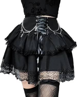 TSMNZMU Womens Gothic Mini Skirts High Waist Punk Grunge Pleated Skirts Harajuku Lolita Skirt Mall Goth Emo Skirt
