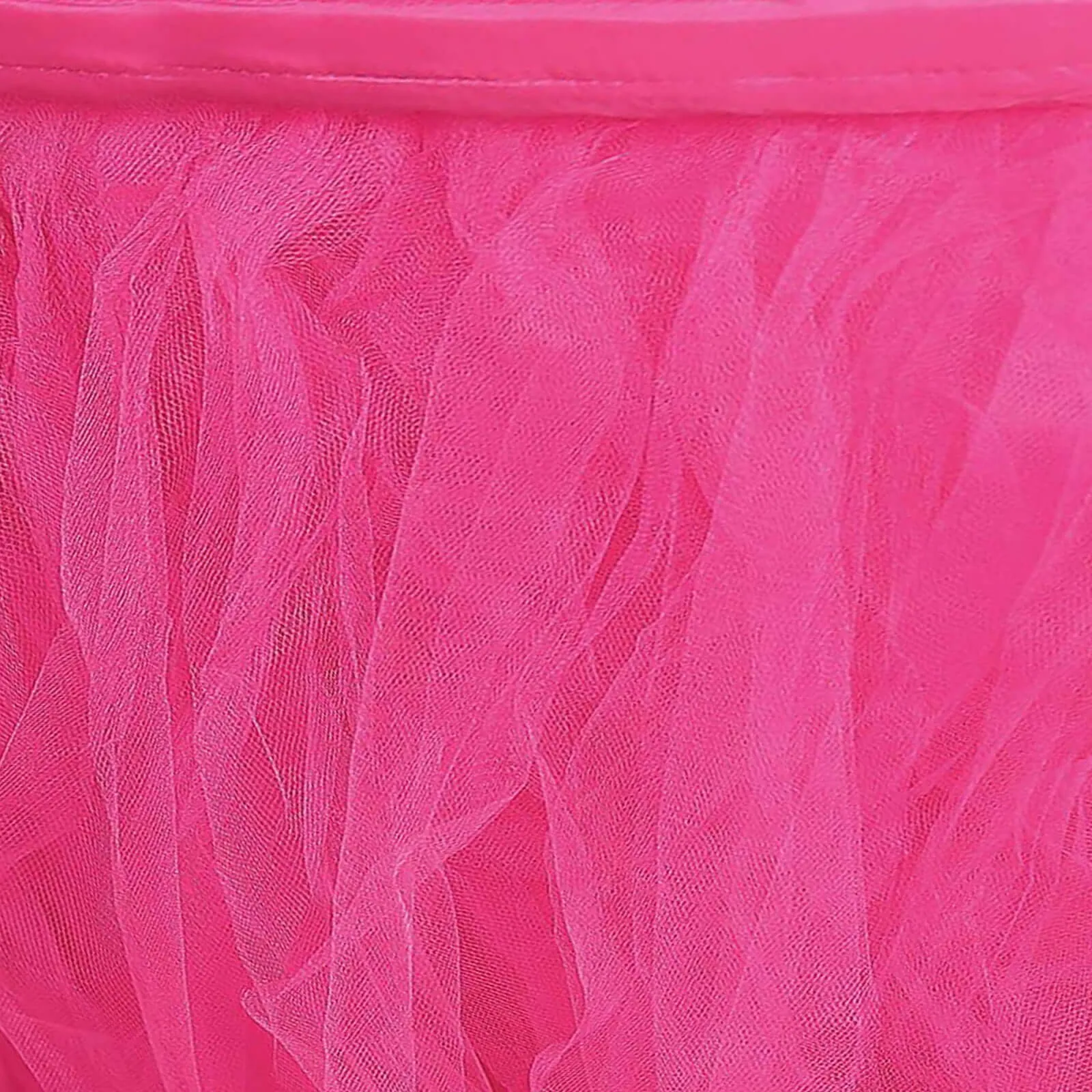 Tulle Table Skirt 14ft Fuchsia - 4 Layer Pleated Tutu Table Cover