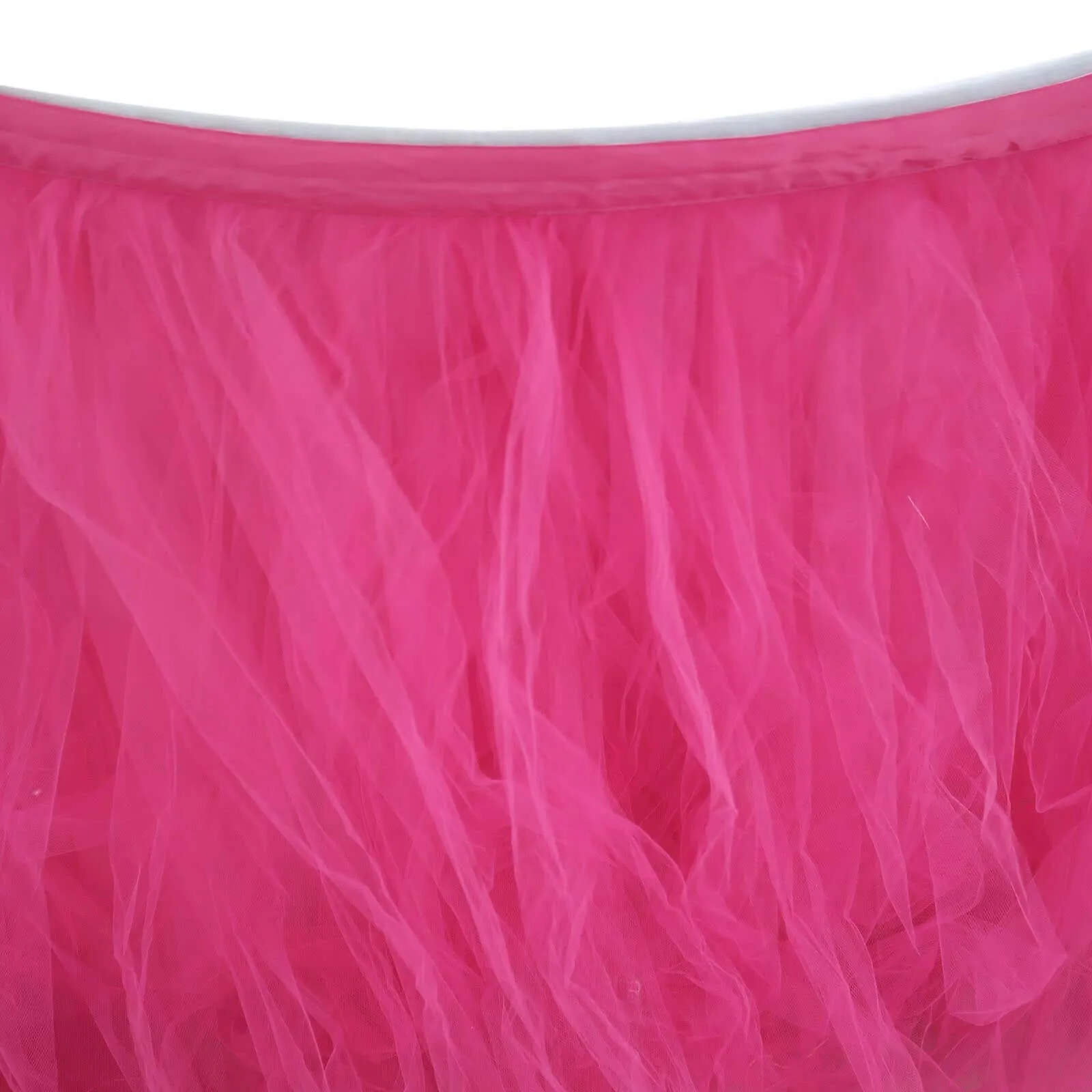 Tulle Table Skirt 14ft Fuchsia - 4 Layer Pleated Tutu Table Cover