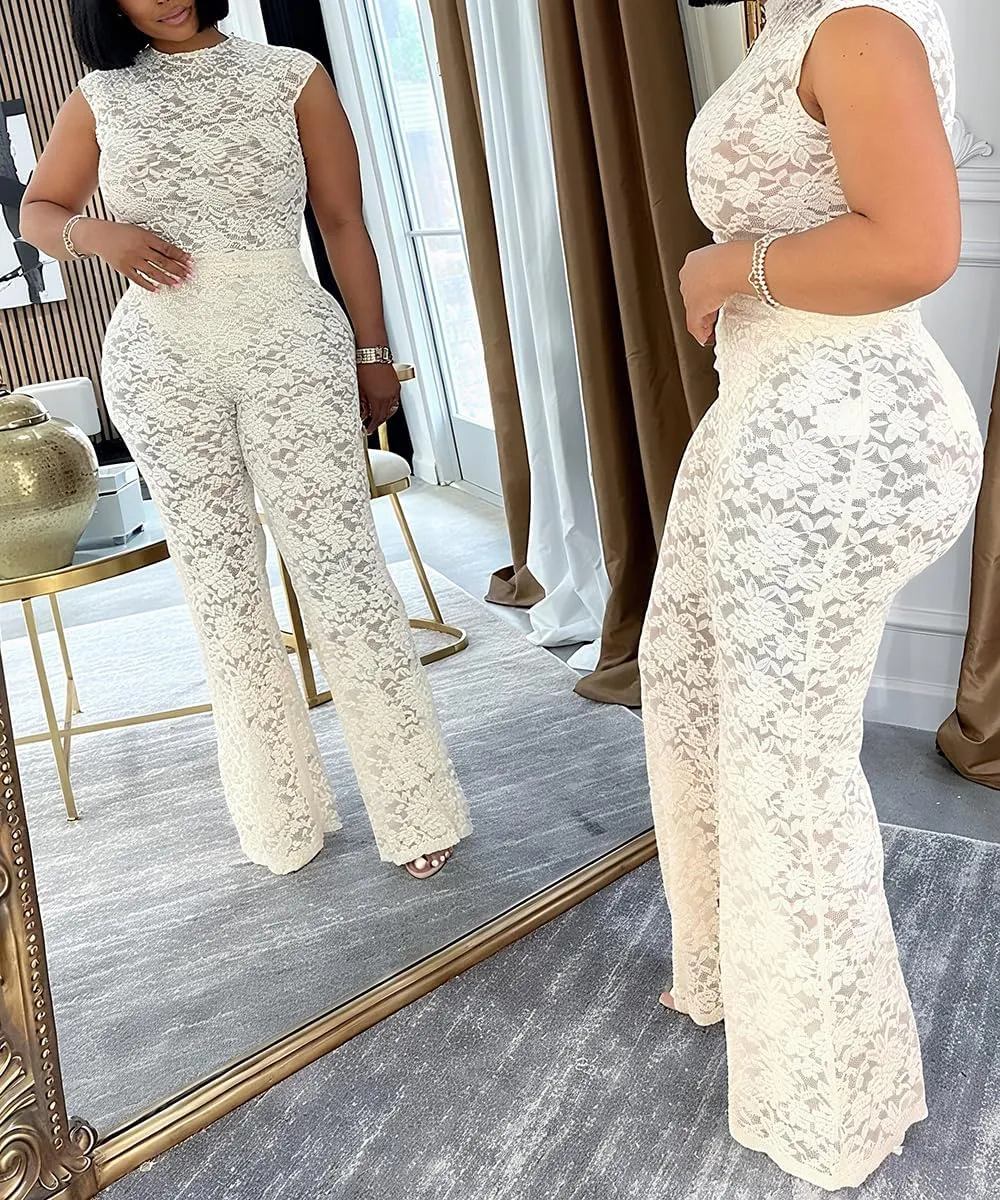 Two Piece Sets For Women Sexy Mesh Print See Through Going Out Birthday Club Outfits Bodycon Summer Pant Set