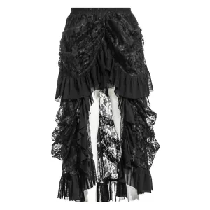 US SALE of Women's Black Gothic Skirts / Elegant Victorian High Waist Long Skirt