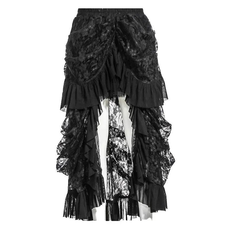 US SALE of Women's Black Gothic Skirts / Elegant Victorian High Waist Long Skirt