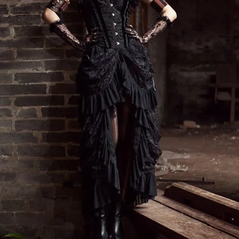 US SALE of Women's Black Gothic Skirts / Elegant Victorian High Waist Long Skirt
