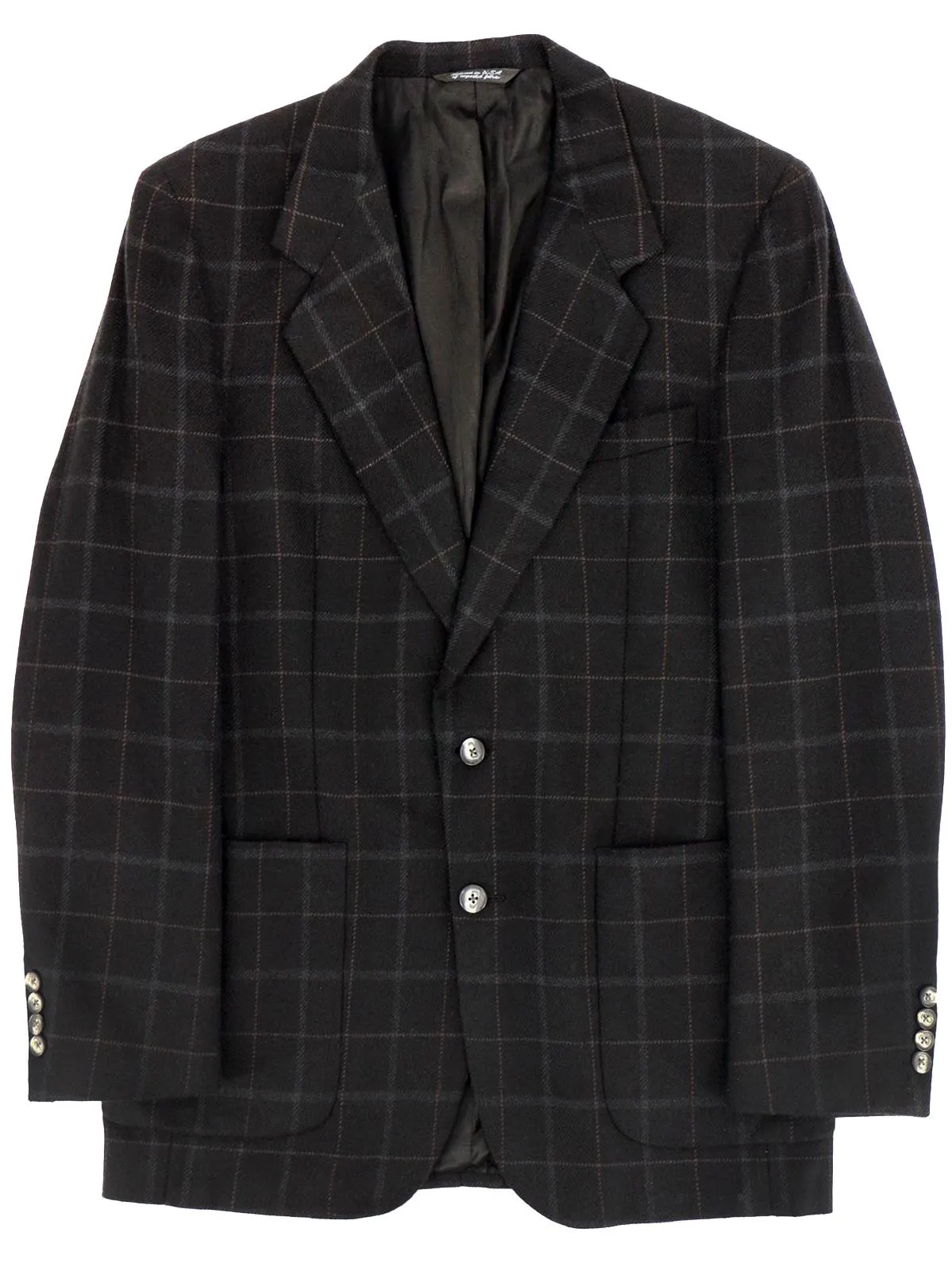 Vintage Black Check Wool Blazer Jacket