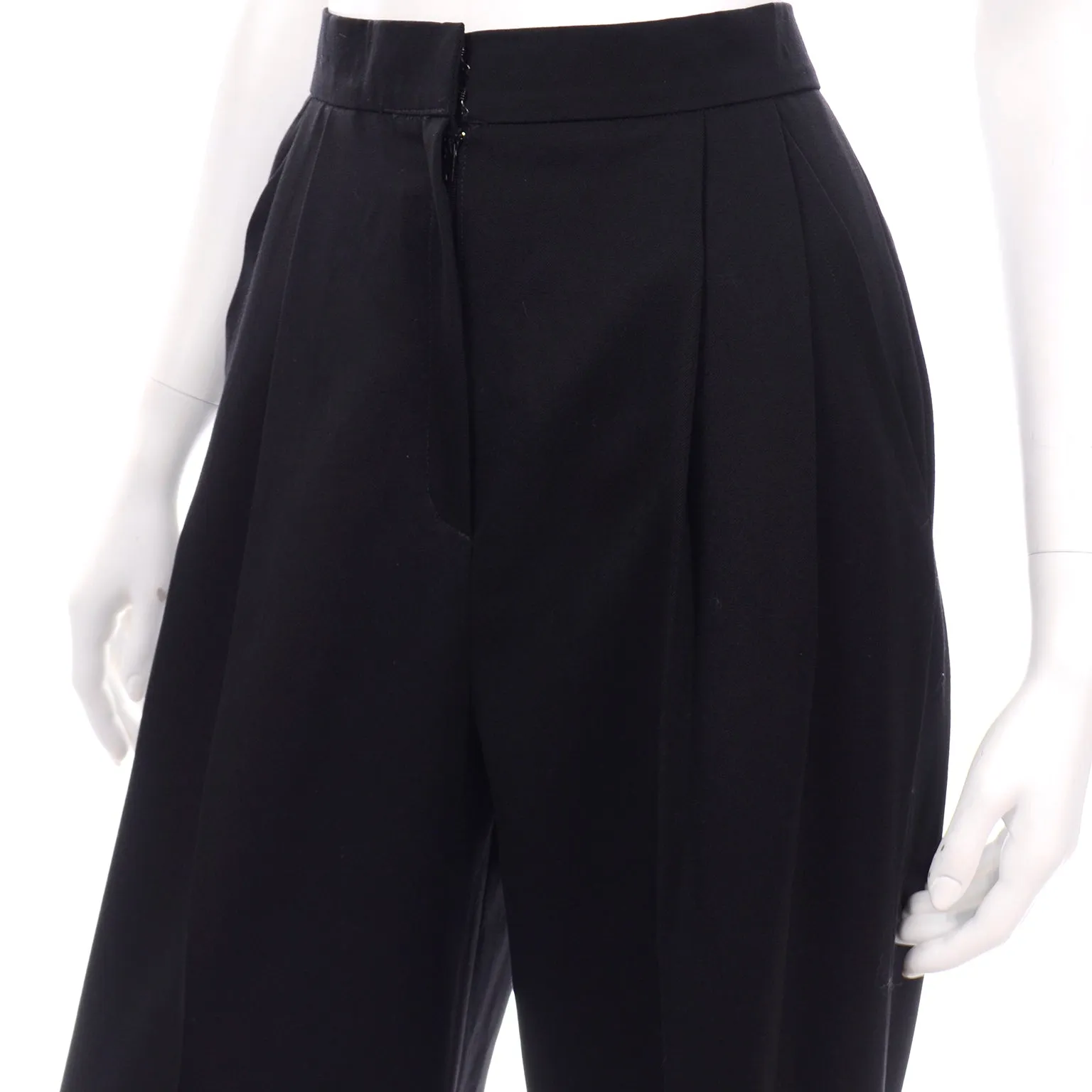 Vintage Givenchy Black High Waist Trousers With Gold Button Detail