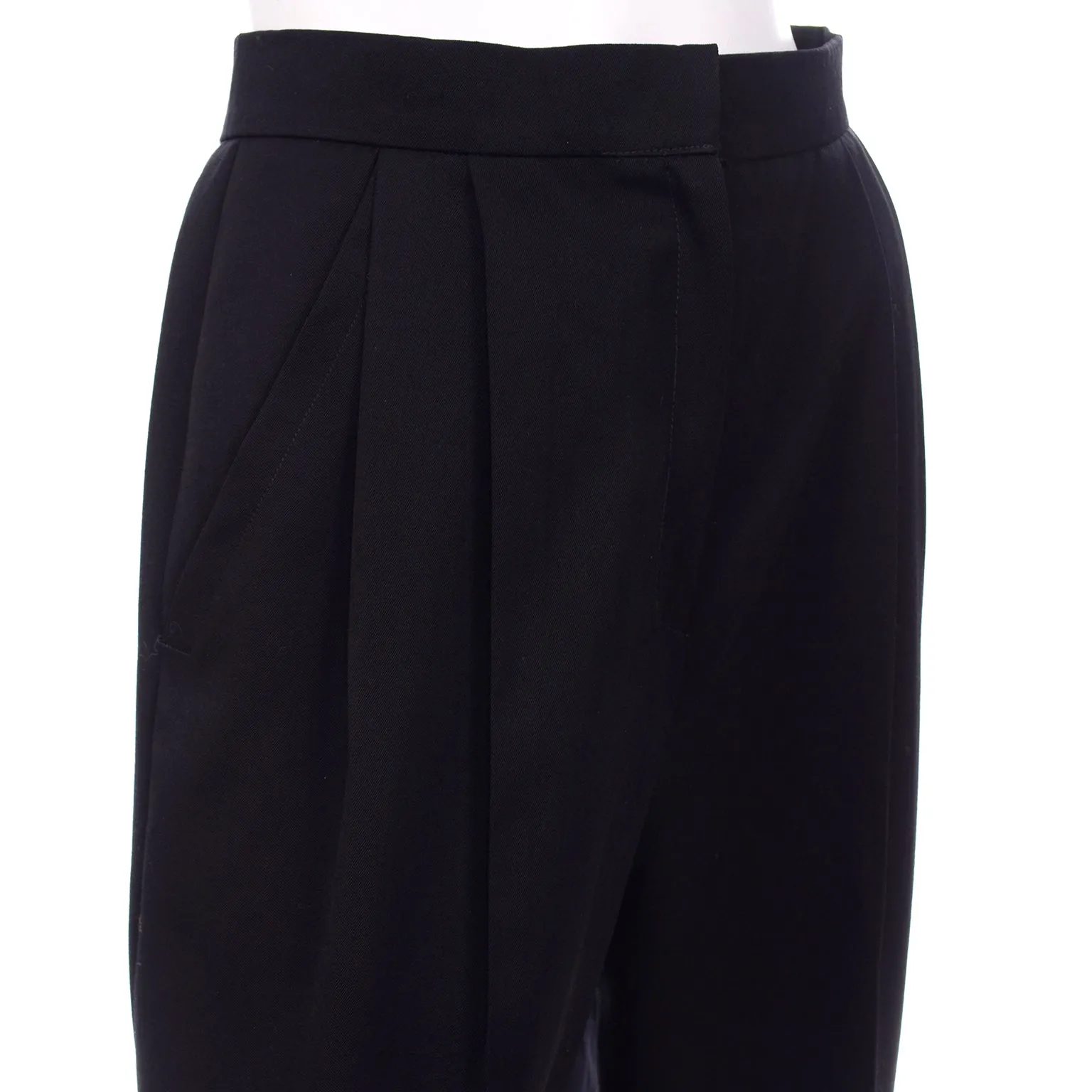 Vintage Givenchy Black High Waist Trousers With Gold Button Detail