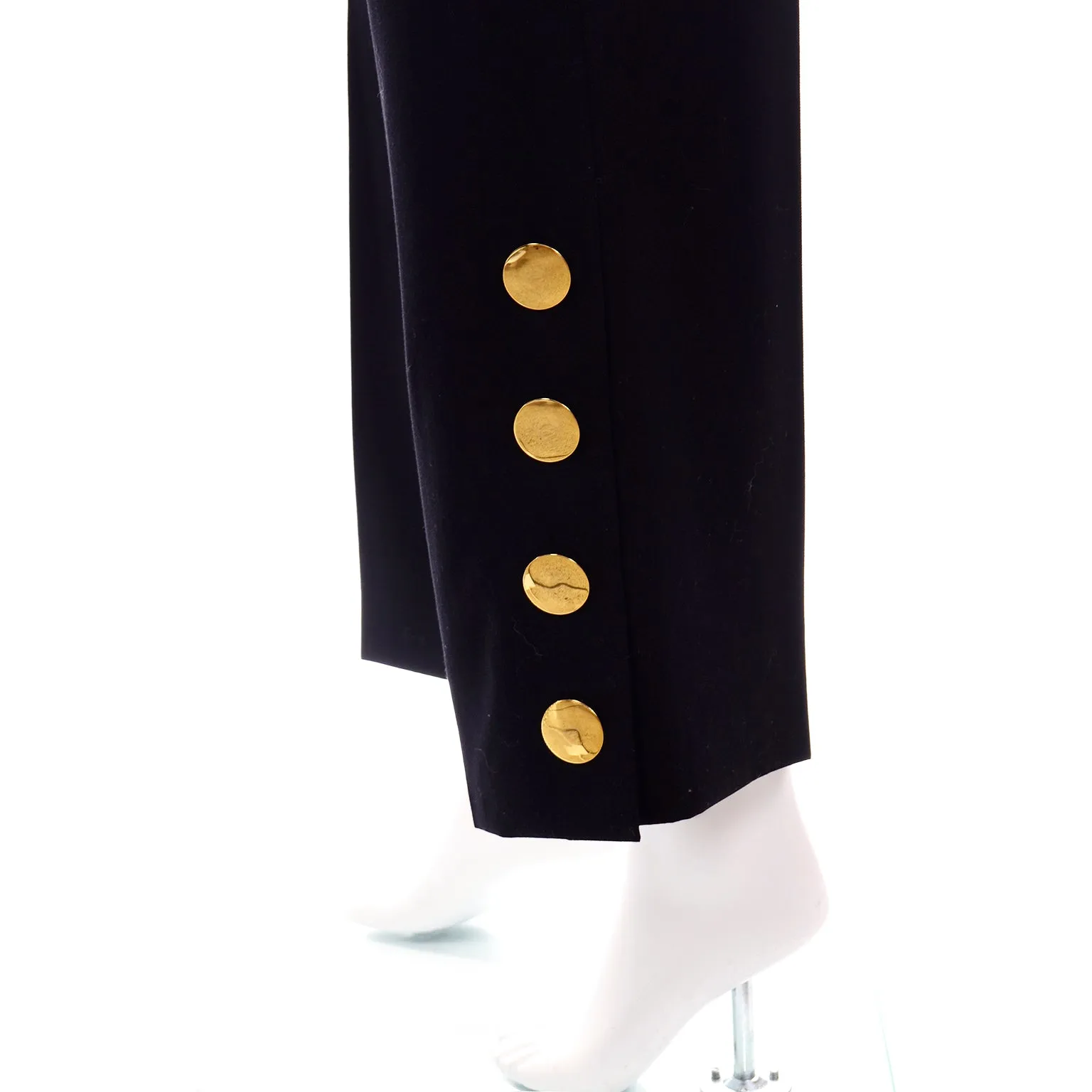 Vintage Givenchy Black High Waist Trousers With Gold Button Detail