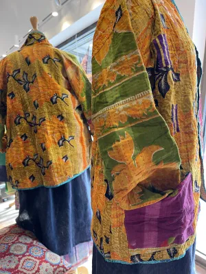 Vintage Kantha Jacket Short - TROPICAL HEAT