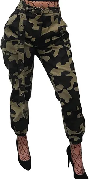 Voghtic Army Camo Cargo Pants - High Waisted Women's Camouflage Job Fatigue Pants