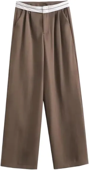 Wide Leg Pants for Women High Waist Trousers Pleated Casual Baggy Woman Streetwear Oversize