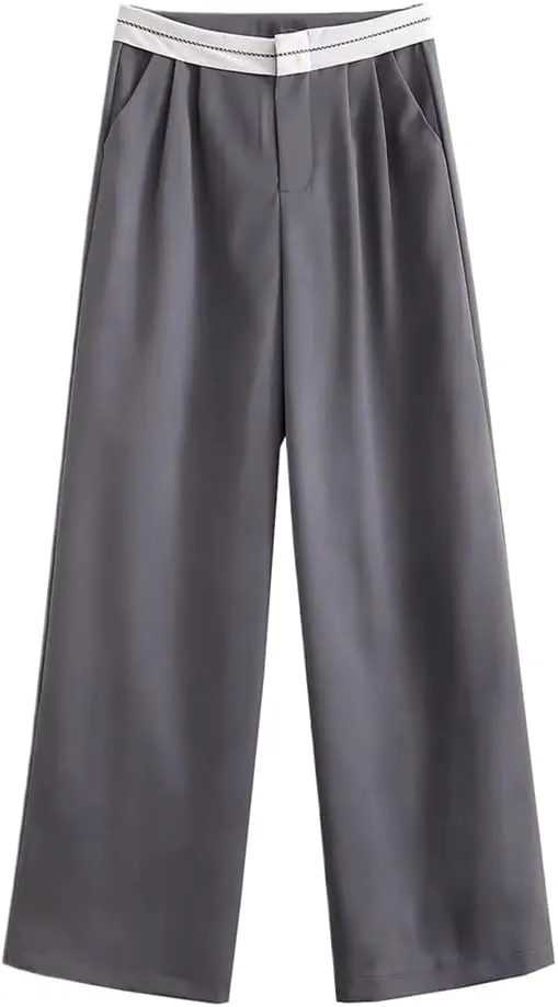Wide Leg Pants for Women High Waist Trousers Pleated Casual Baggy Woman Streetwear Oversize