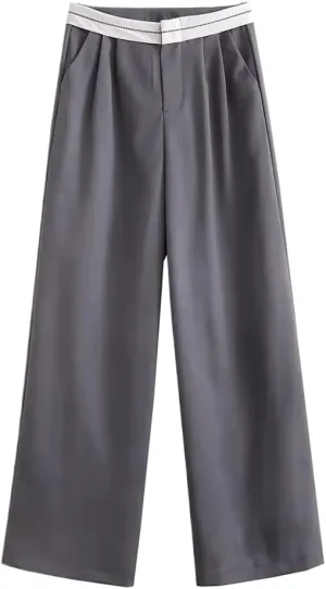 Wide Leg Pants for Women High Waist Trousers Pleated Casual Baggy Woman Streetwear Oversize