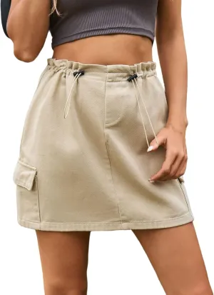 Women Cargo Midi Denim Skirt High Waisted Skirts Summer Skirt with Pocket Fashion Versatile for Women's Novelty