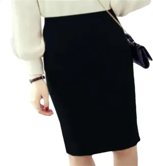 Women Elastic Skirt Autumn Winter Split Sexy Warm Knitted Pencil Skirts Ladies High Waist Party Elegant Long Skirt