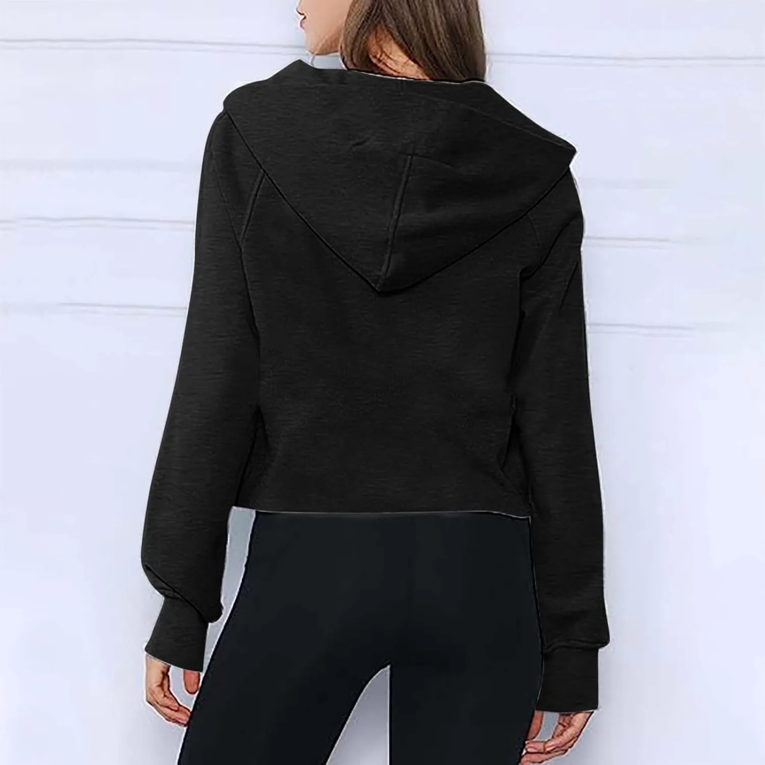 Women Half Zip Hoodies Pullover Long Sleeve Solid Corded Sweatshirt Oversized Casual Trendy Fall Outfit with Kangaroo Pocket