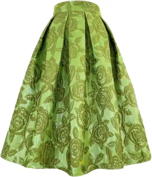 Women High Waist Long Skirts Pleated Midi Skirt Elegant Embroidered Vacation Party Skirt