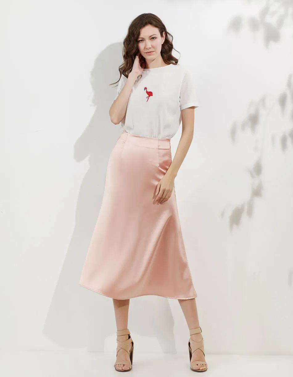 Women High Waisted Skirt  Silk Satin Skirts  A-Line Elegant Skirts