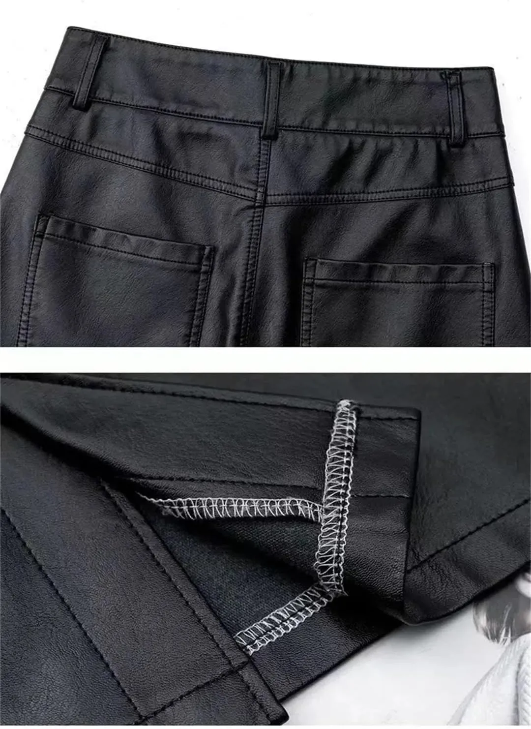 Women Leather Skirt Elegant PU Long Midi Skirt High Waist Split Package Hip Skirt