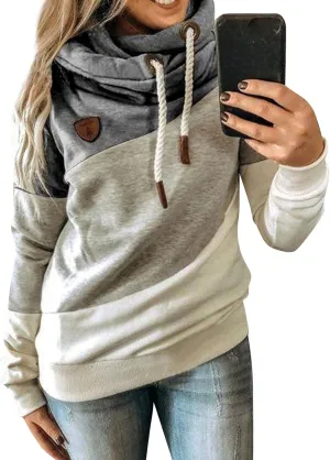 Womens Casual Hoodies Long Sleeve Solid Lightweight Tops Loose Sweatshirt Oversized Pullover Outfit with Pocket