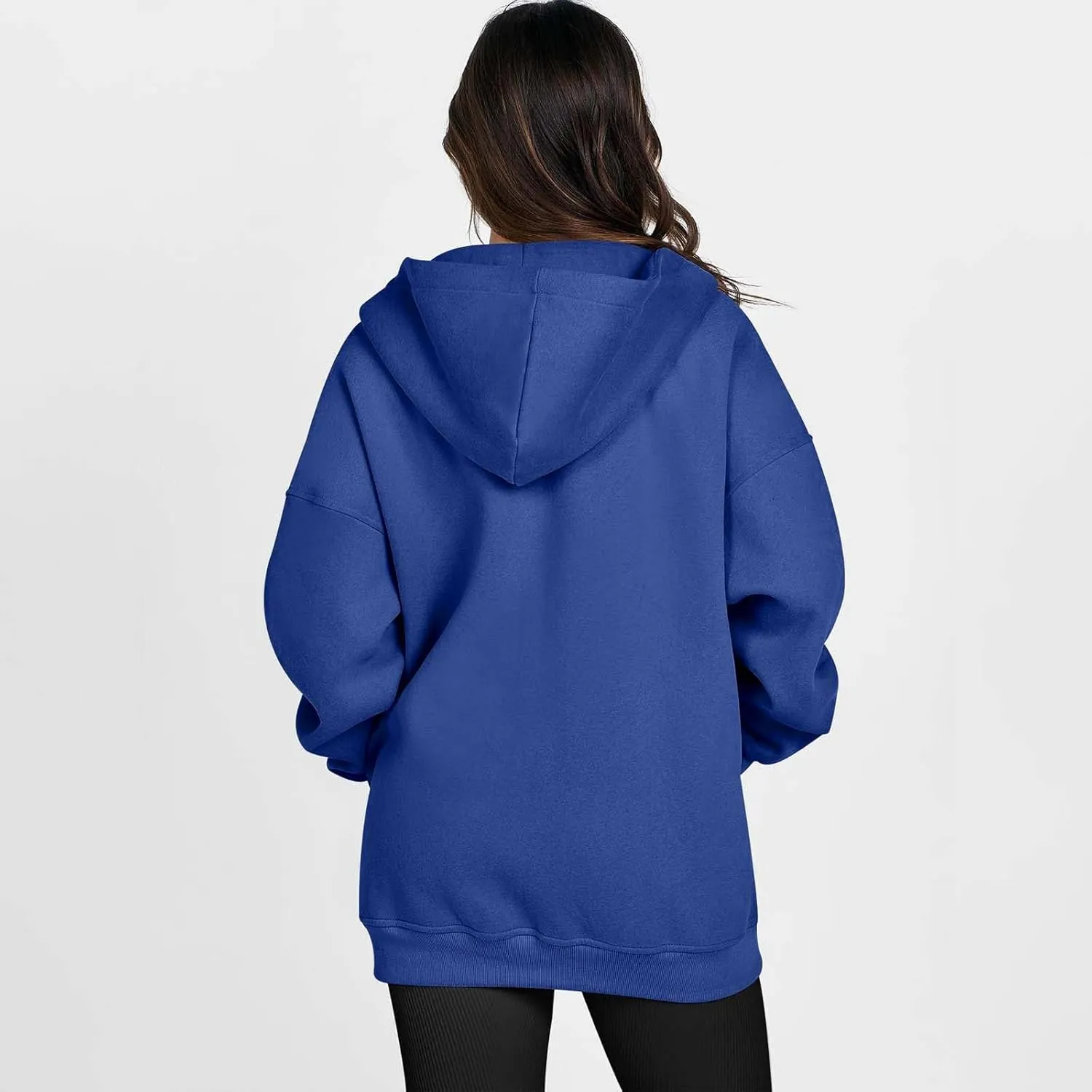 Women's Full Zip Up Sweatshirt Oversized Hooded Jacket Trendy Fleece Lined Hoodies Lightweight Gym Coats with Pockets