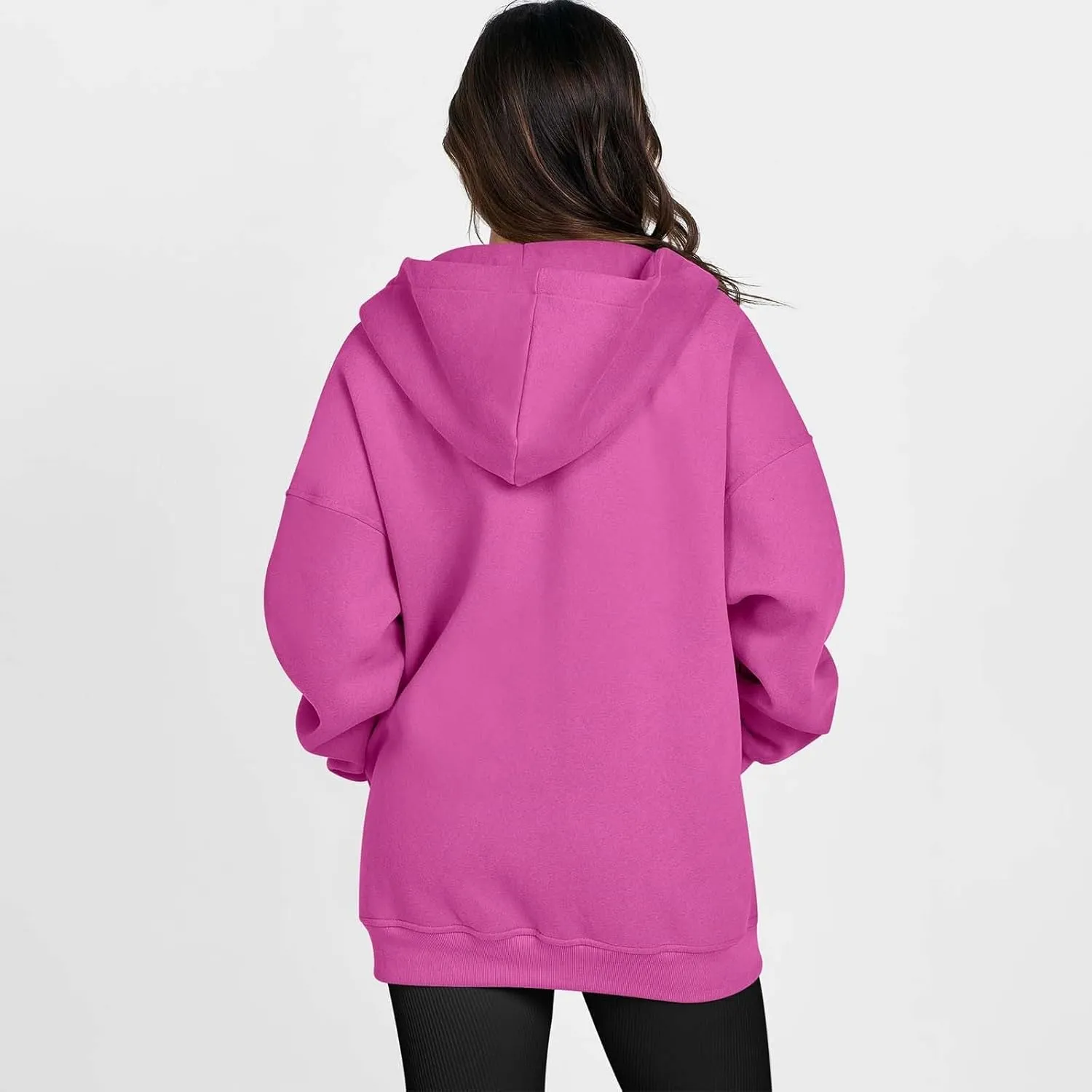 Women's Full Zip Up Sweatshirt Oversized Hooded Jacket Trendy Fleece Lined Hoodies Lightweight Gym Coats with Pockets