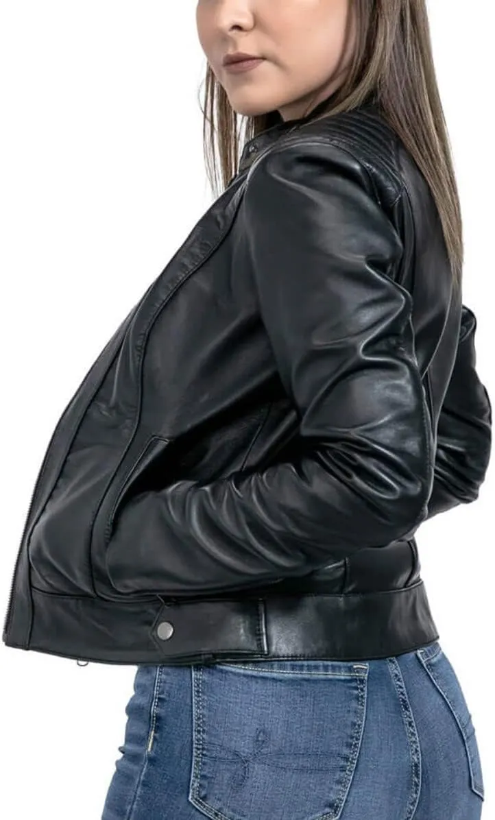 WOMEN'S LEATHER JACKET Bomber Motorcycle Biker Real Lambskin Leather Jacket for Womens