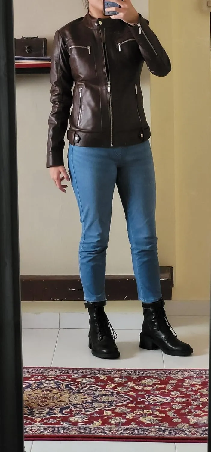 WOMEN'S LEATHER JACKET Bomber Motorcycle Biker Real Lambskin Leather Jacket for Womens