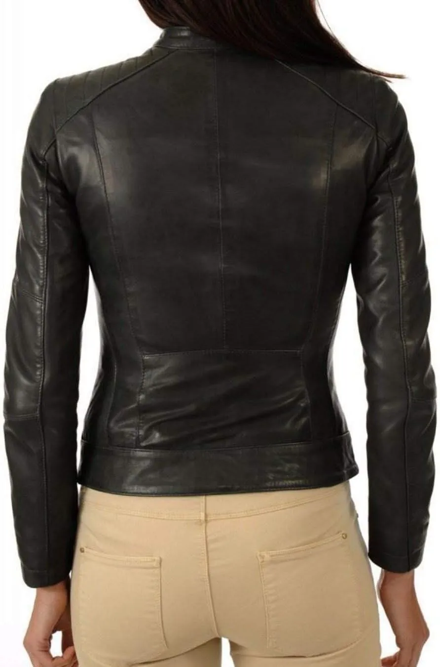 WOMEN'S LEATHER JACKET Bomber Motorcycle Biker Real Lambskin Leather Jacket for Womens