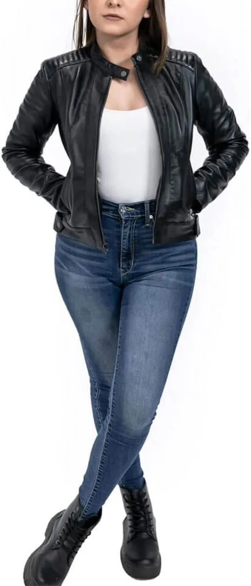 WOMEN'S LEATHER JACKET Bomber Motorcycle Biker Real Lambskin Leather Jacket for Womens