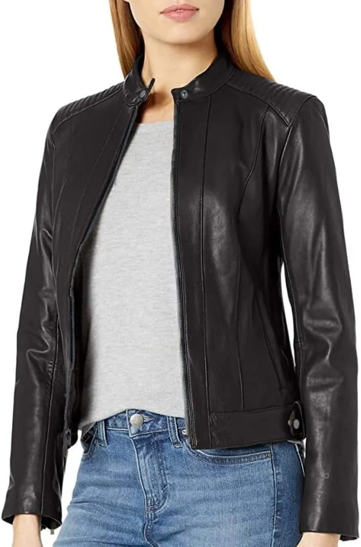 WOMEN'S LEATHER JACKET Bomber Motorcycle Biker Real Lambskin Leather Jacket for Womens