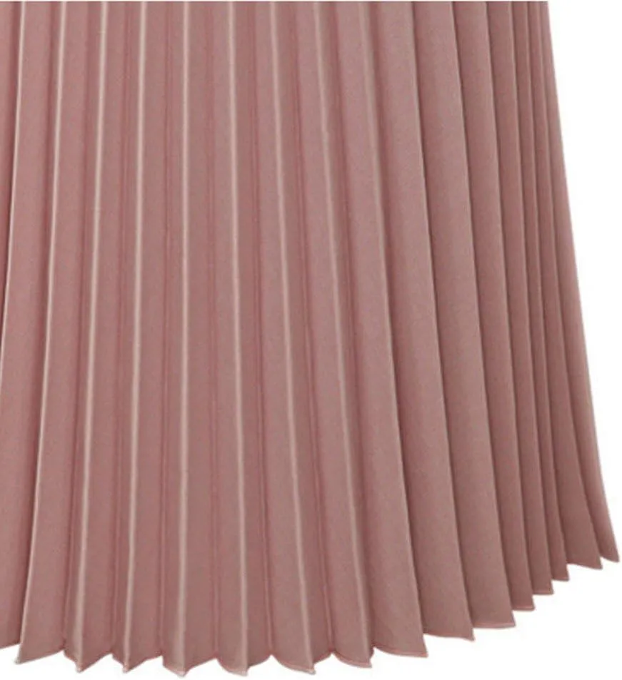 Womens Summer Skirt Elegant Solid Midi Skirt Waist Elastic Pleated Womens Maxi Skirt White Long Skirt