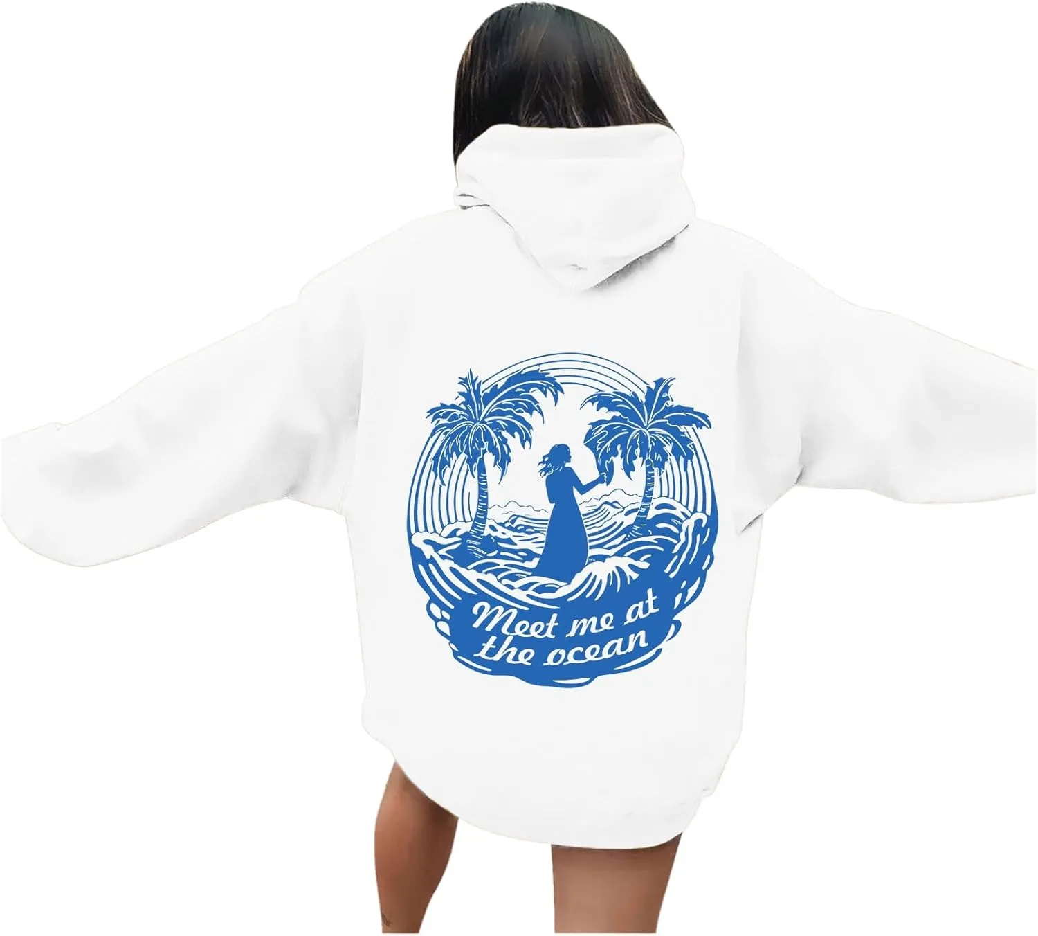 Womens Sweatshirt Pink Graphic Plam Print Puff Hoodie Casual Long Sleeve Pullover Shirts Teen Girls Y2K Fall Outfits