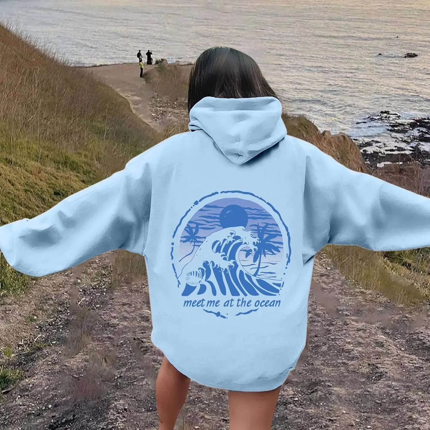 Womens Sweatshirt Pink Graphic Plam Print Puff Hoodie Casual Long Sleeve Pullover Shirts Teen Girls Y2K Fall Outfits
