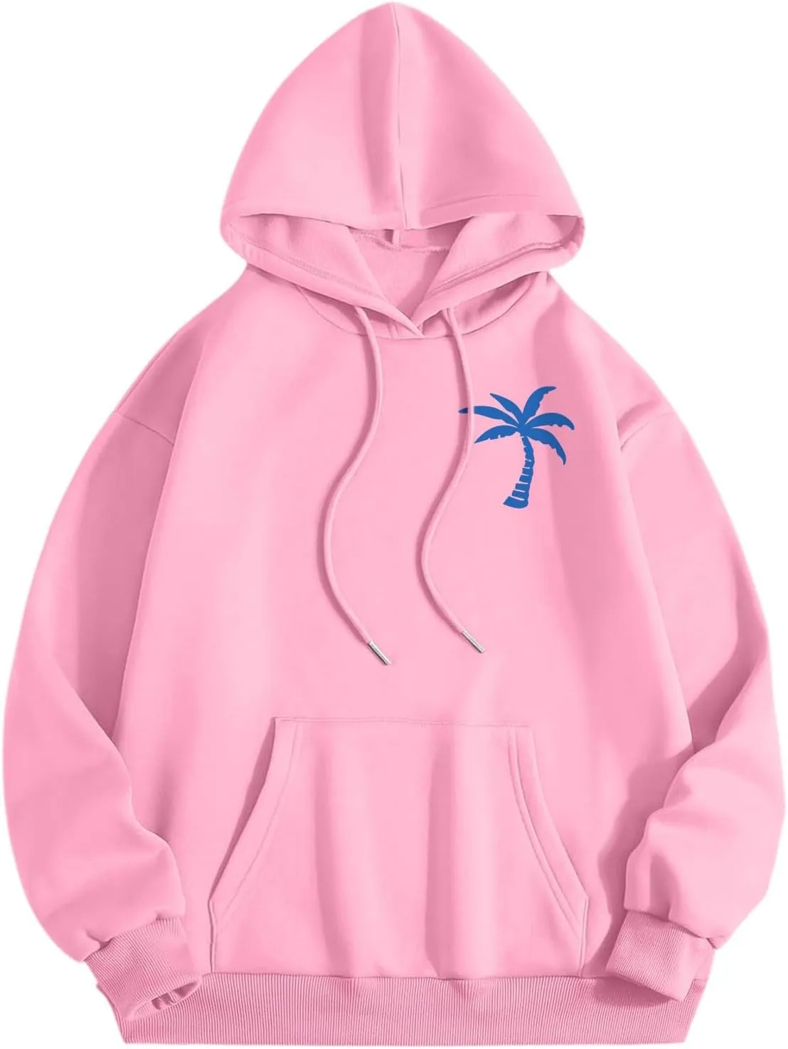 Womens Sweatshirt Pink Graphic Plam Print Puff Hoodie Casual Long Sleeve Pullover Shirts Teen Girls Y2K Fall Outfits