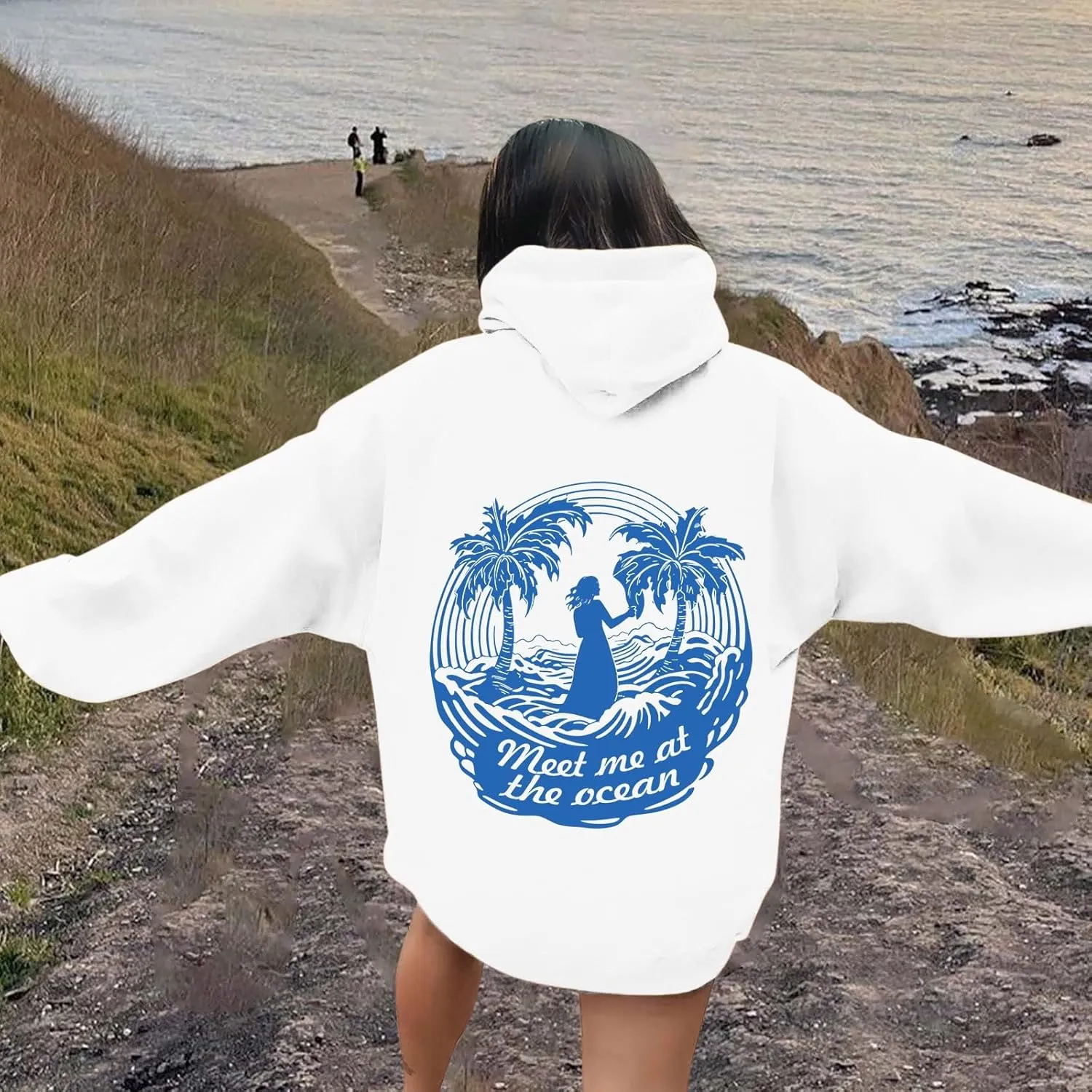 Womens Sweatshirt Pink Graphic Plam Print Puff Hoodie Casual Long Sleeve Pullover Shirts Teen Girls Y2K Fall Outfits