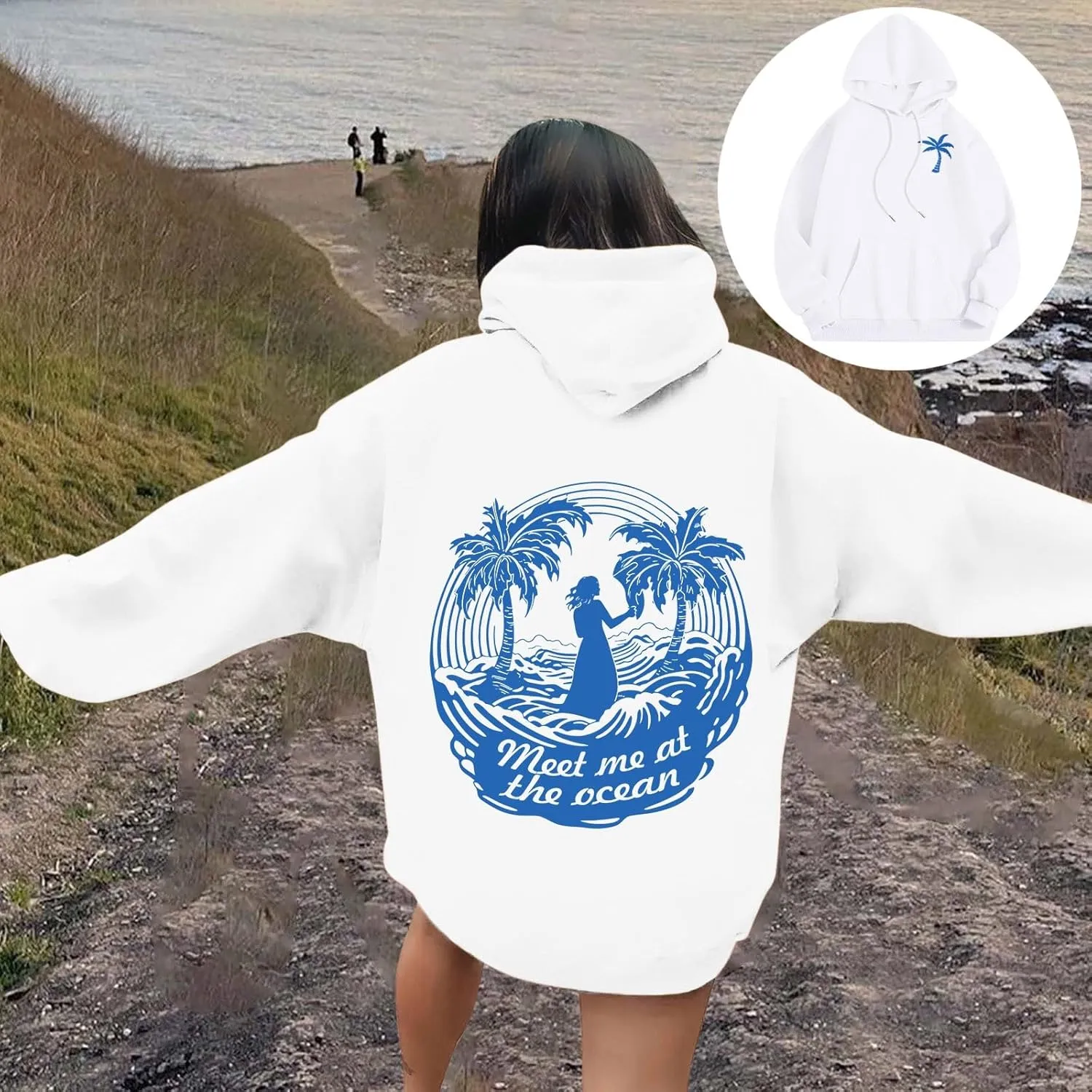 Womens Sweatshirt Pink Graphic Plam Print Puff Hoodie Casual Long Sleeve Pullover Shirts Teen Girls Y2K Fall Outfits