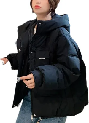 Women's Winter Jacket Coats Autumn Down Cotton Padded Short Coat Female Oversize Loose Casual Hooded Parka