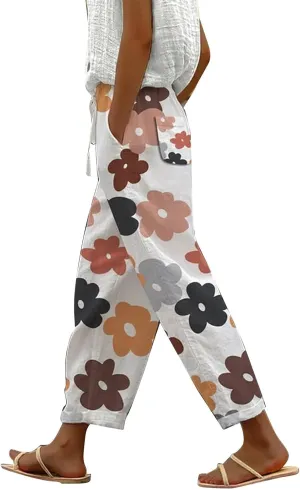Workout Sets for Women Casual Drawstring Pants Summer Drawstring Waist Wide Leg Pants Leggings with Pockets for