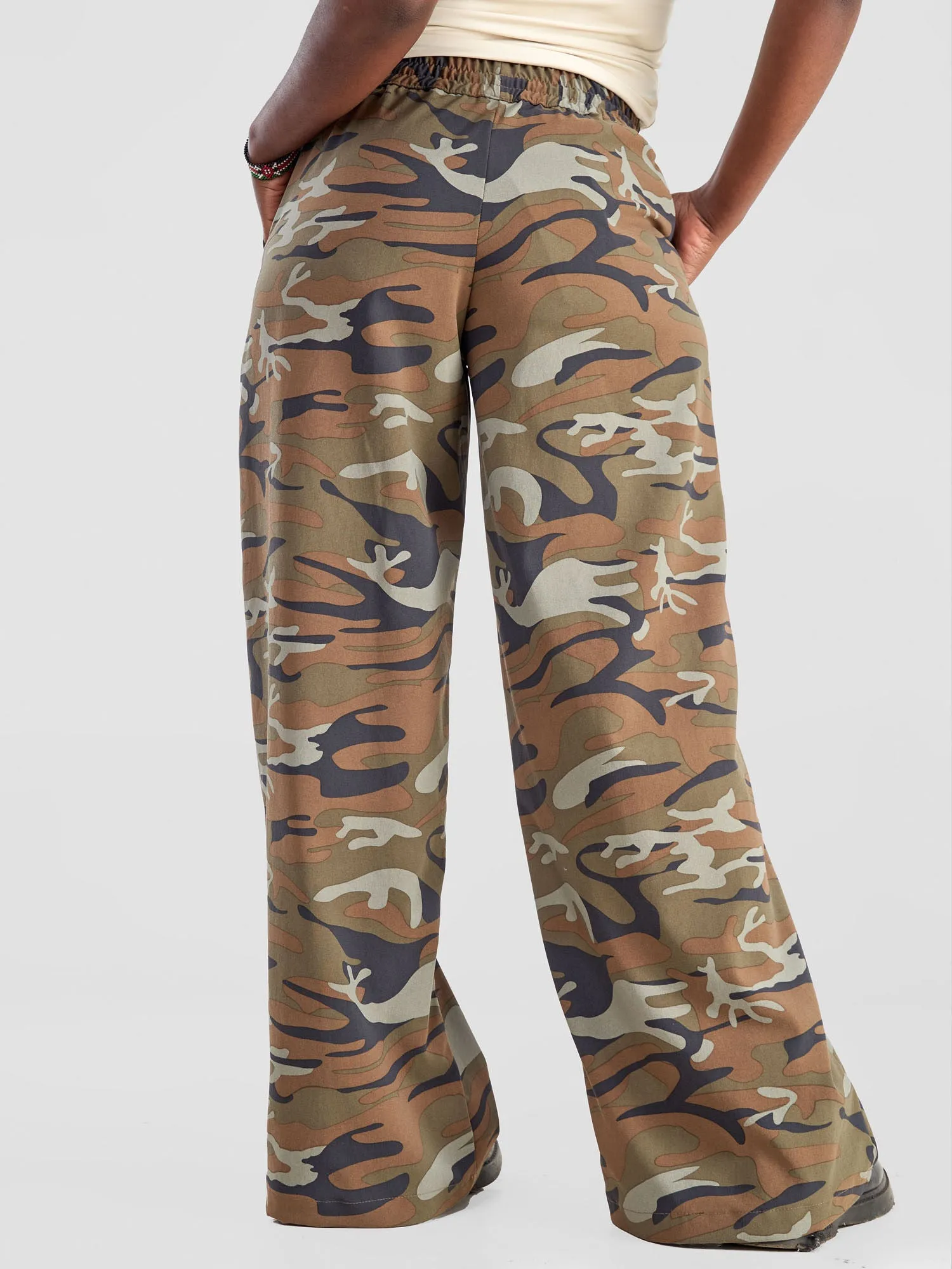 Yuni Wide Leg Pants - Camo Brown