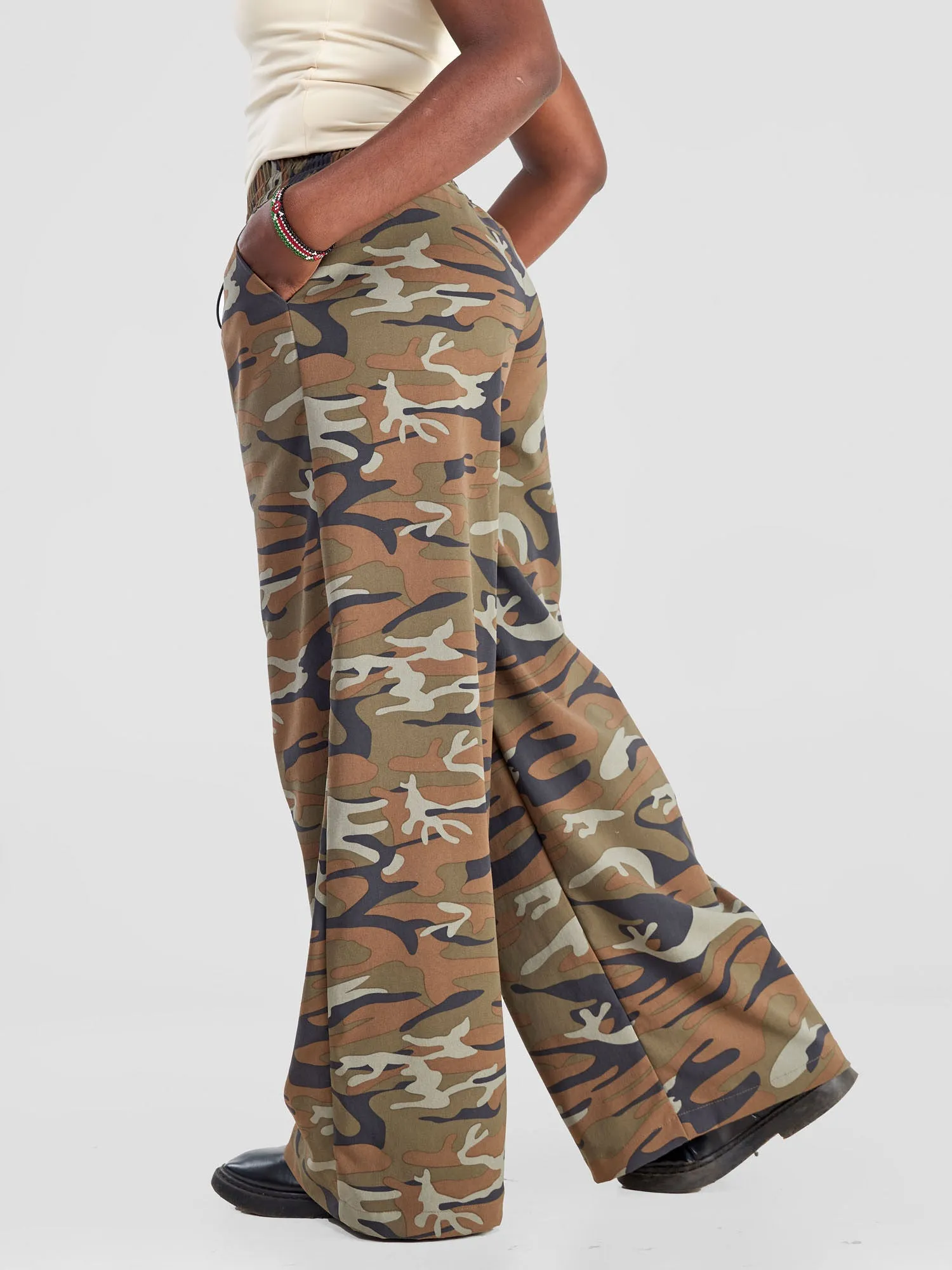 Yuni Wide Leg Pants - Camo Brown