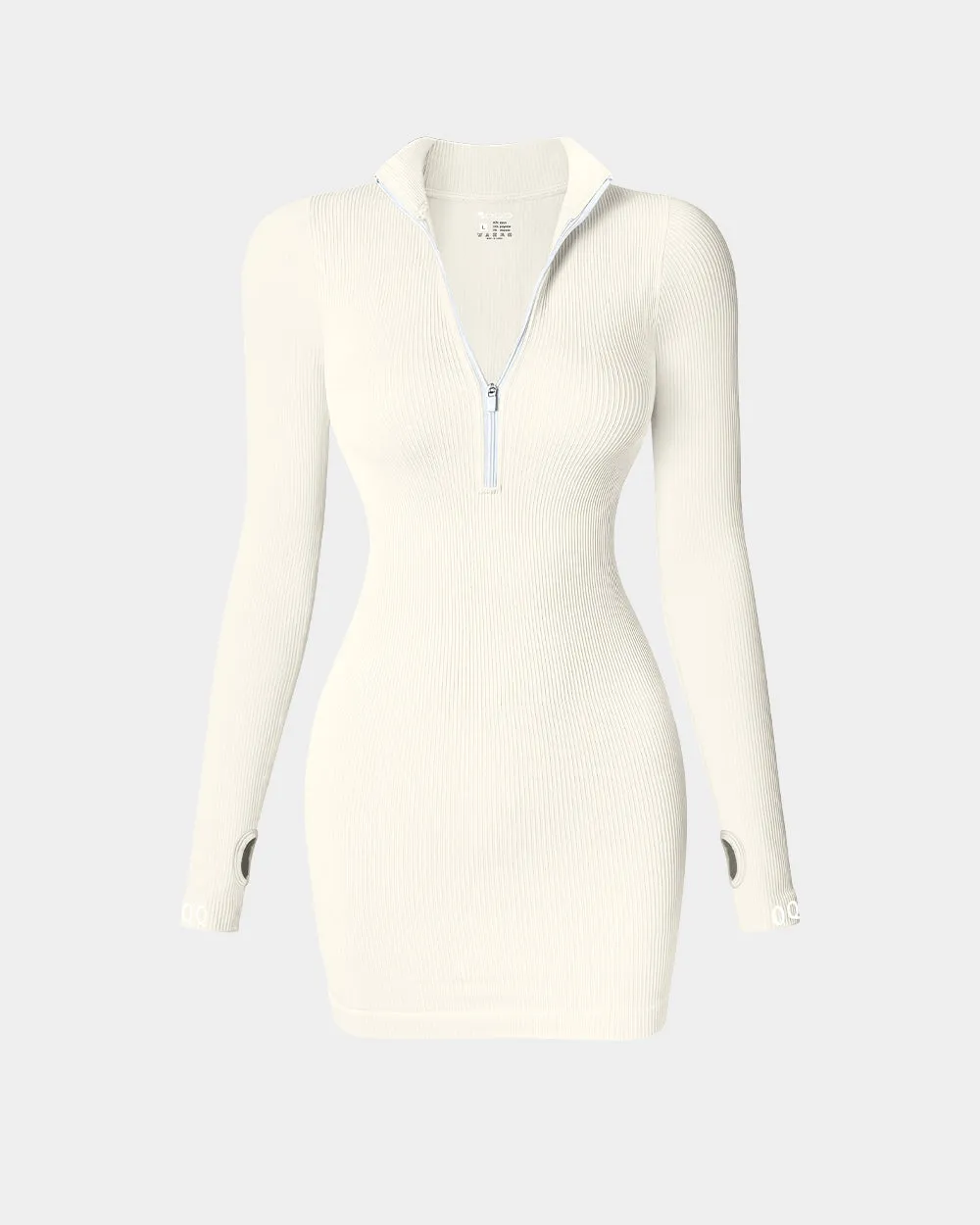 Zip Front Long Sleeve Tops Mini Dress